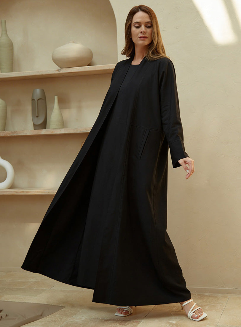 Black Pocket Abaya