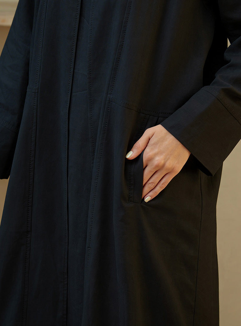 Black Pocket Abaya
