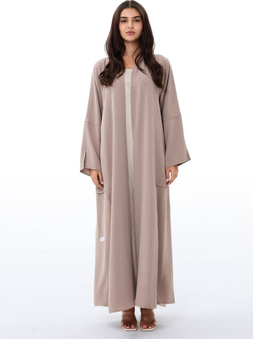 Beige Patterned Abaya