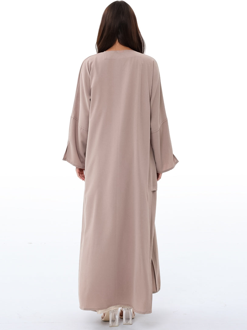 Beige Patterned Abaya
