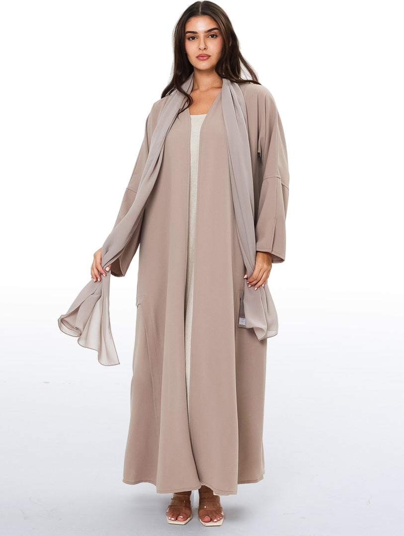 Beige Patterned Abaya