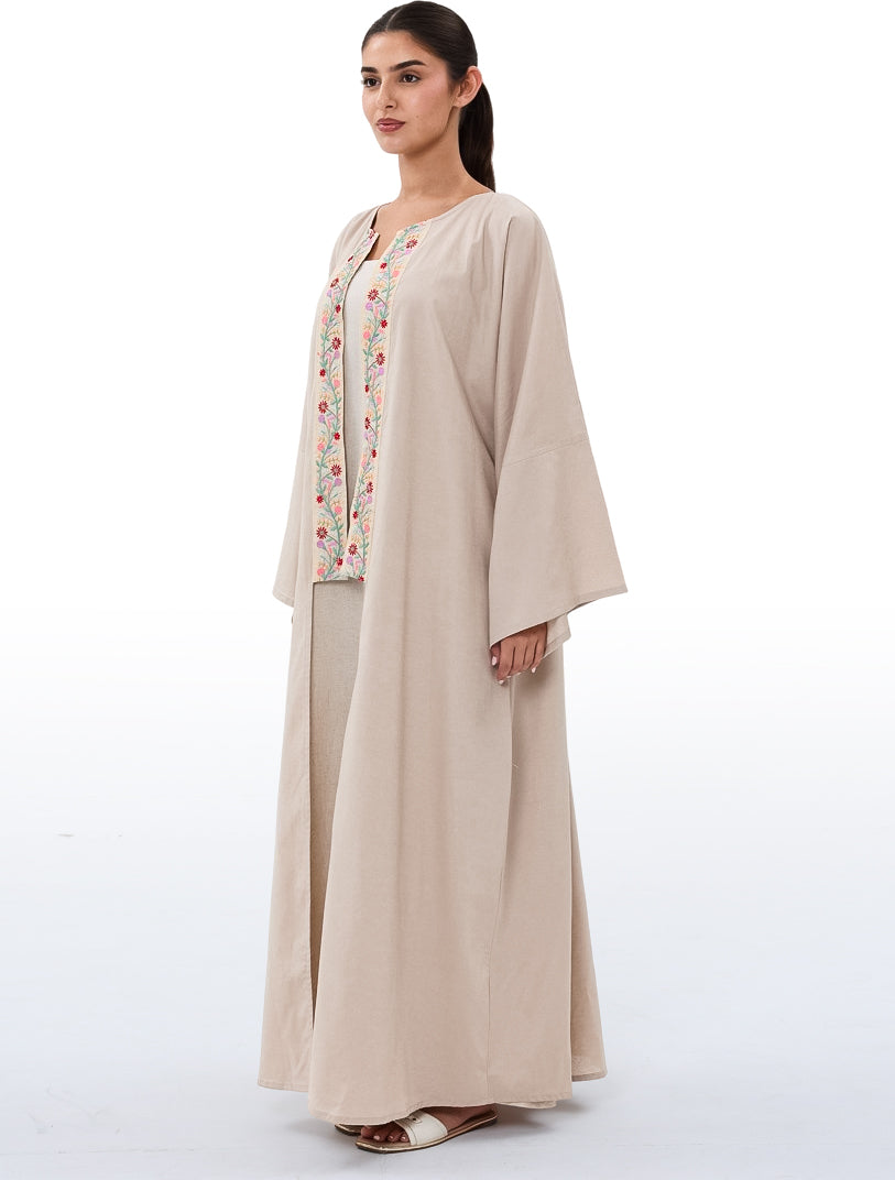 Colored Laced Beige Abaya
