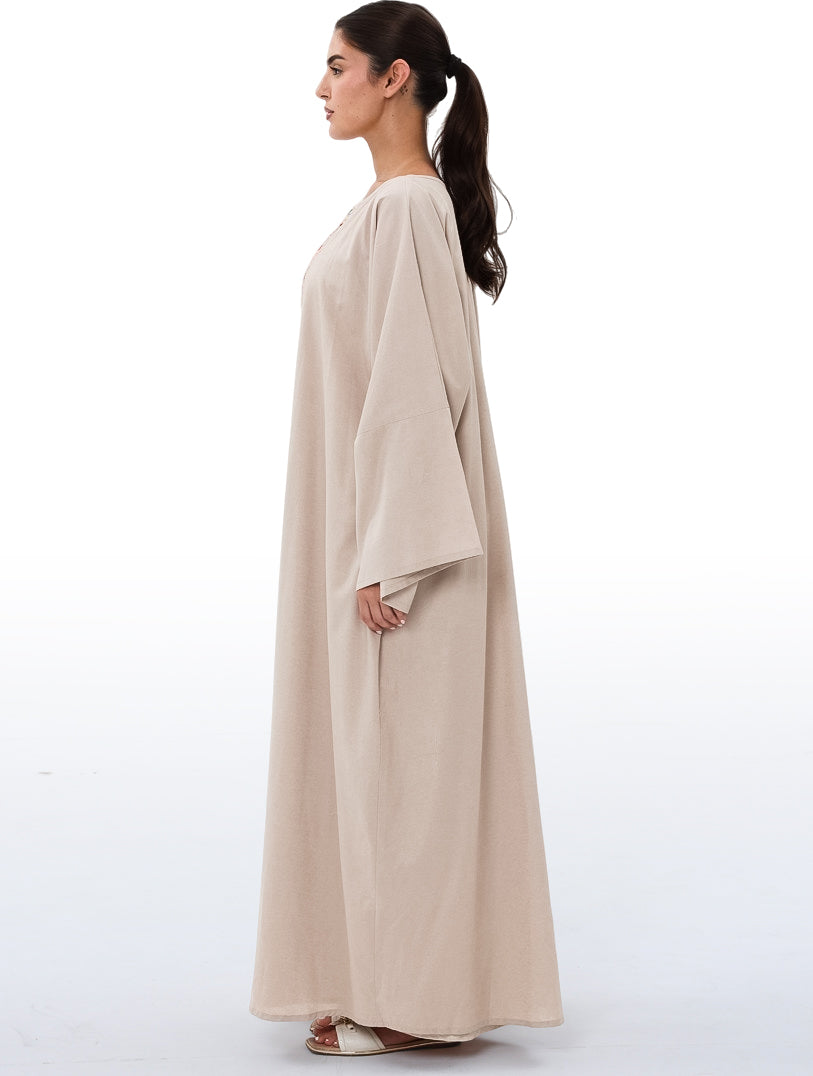 Colored Laced Beige Abaya