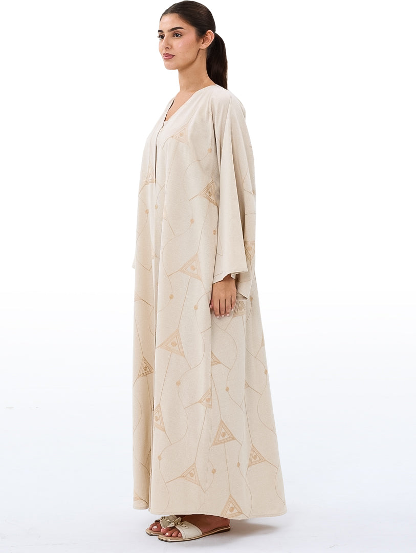 Embroidered Beige Abaya