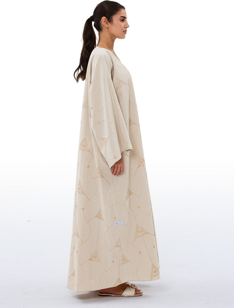 Embroidered Beige Abaya