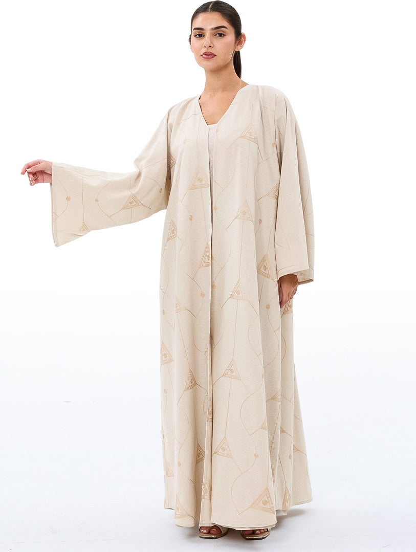 Embroidered Beige Abaya