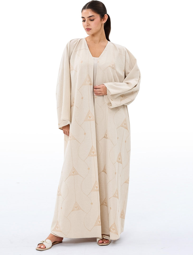 Embroidered Beige Abaya