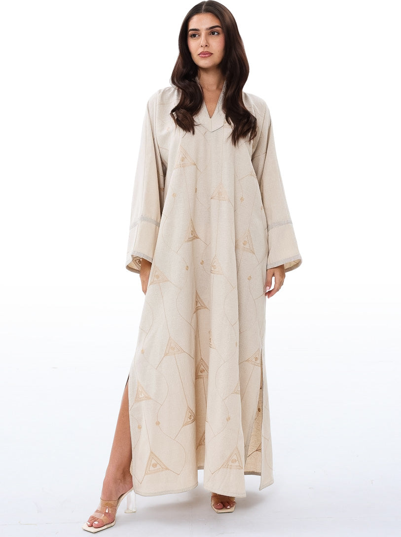 Embroidered Kaftan V Neck